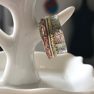 🆕 Ring Spinner Sterling Silver Tri-Tone
